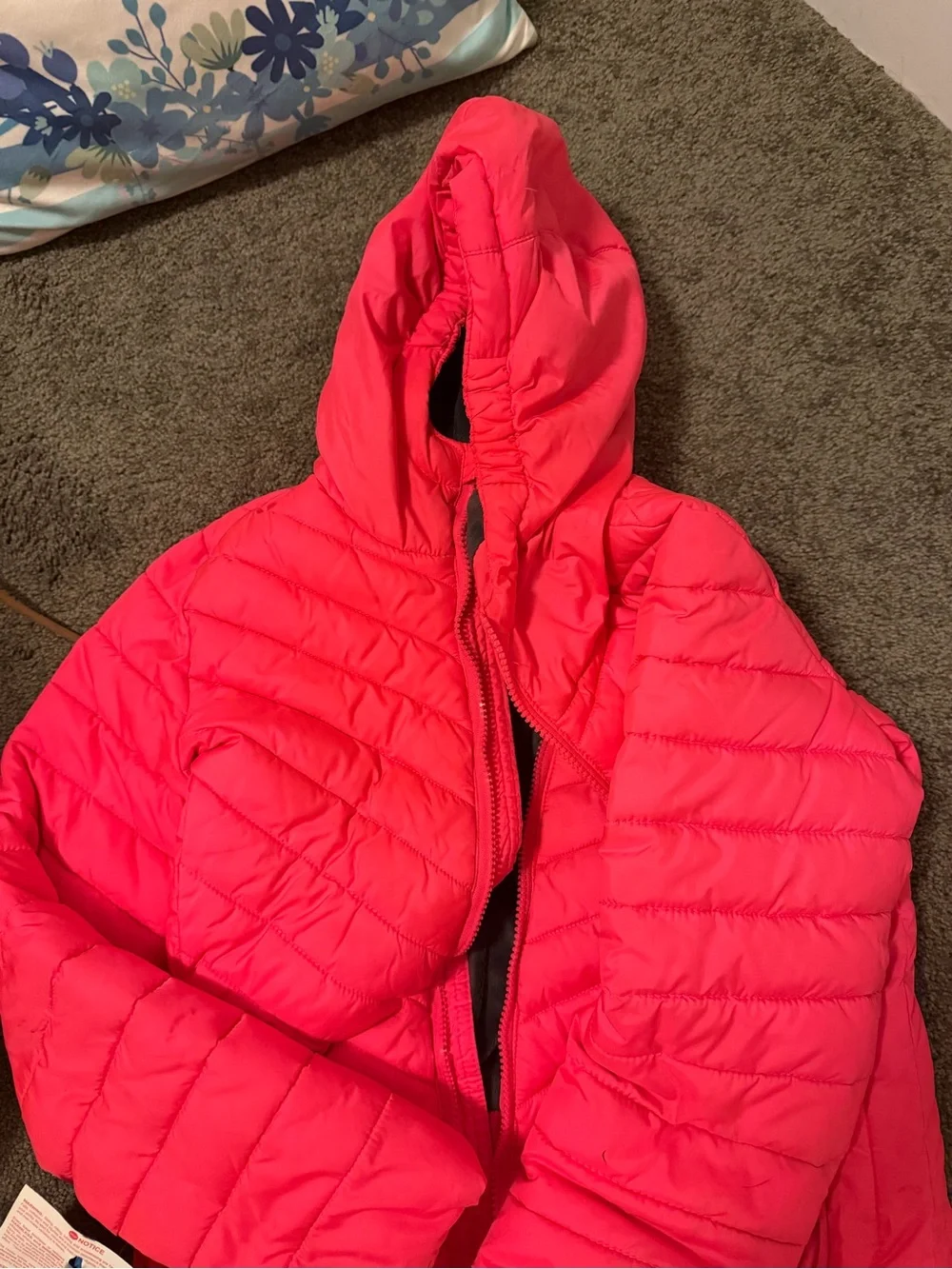 Champion Girls' Hooded Quilted Puffer Jacket in Hot Pink